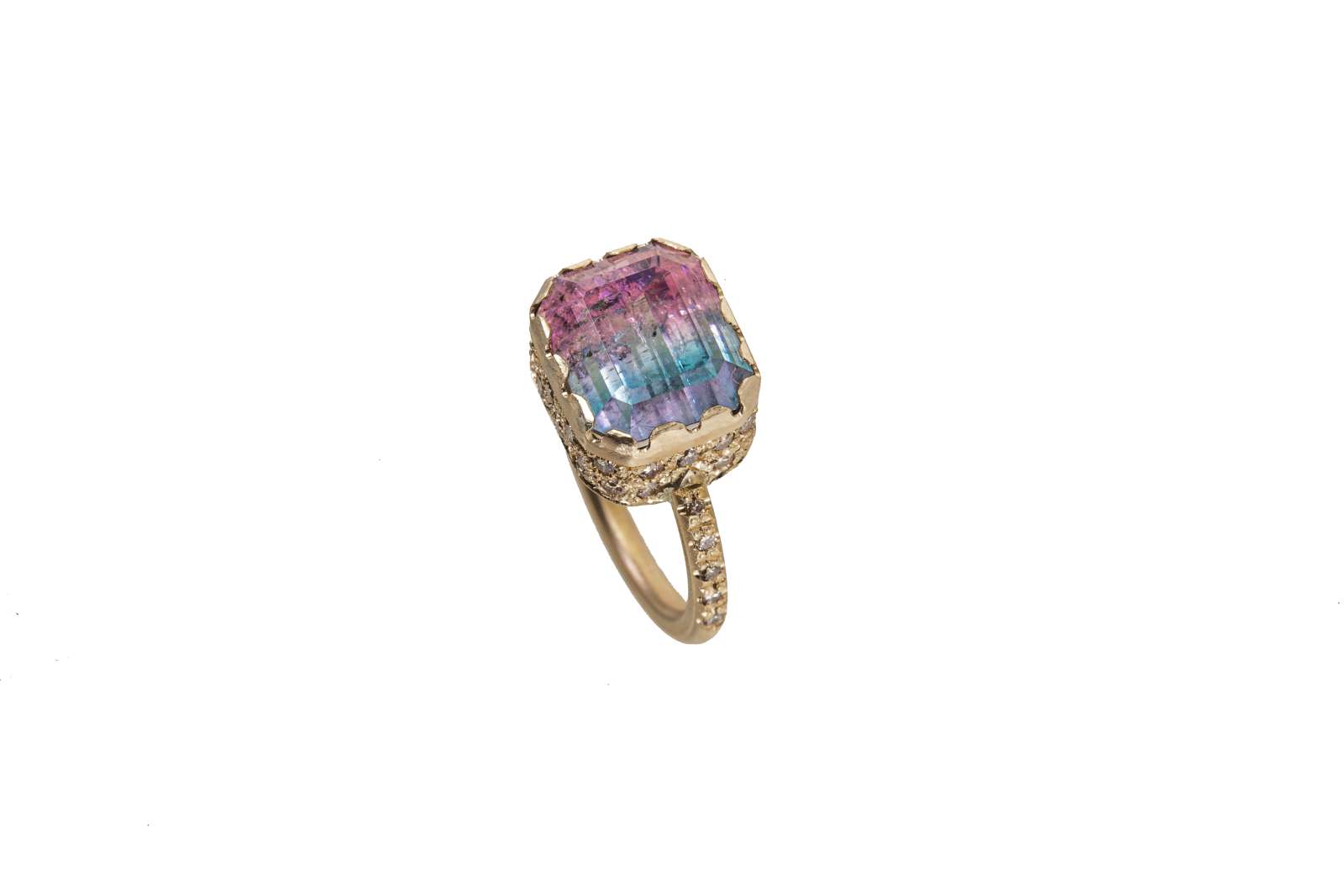 Bicolor Tourmaline Helen Ring 18 kt White Gold